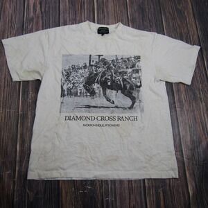 Diamond Cross Ranch T Shirt Mens L White Jackson Hole Wyoming Rodeo Graphic Tee